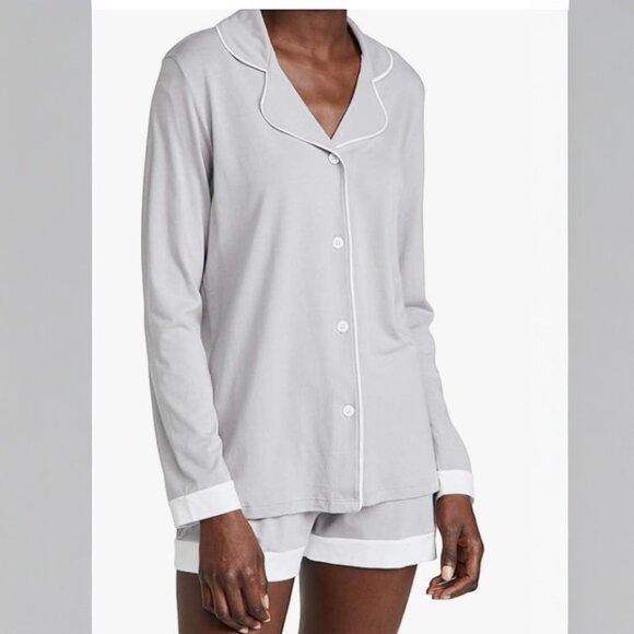 Cosabella  Bella Women's Long Sleeve Top & Boxer short Pajamas Set Gray NWT M - Picture 1 of 6